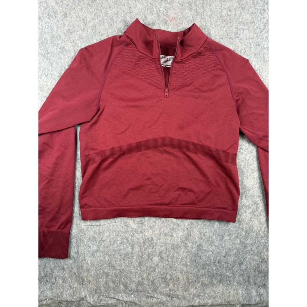 Victoria's Secret Pink Cropped Jacket Women's XL Red Thumb Hole Sleeves‎ 1/4 Zip - Picture 5 of 8